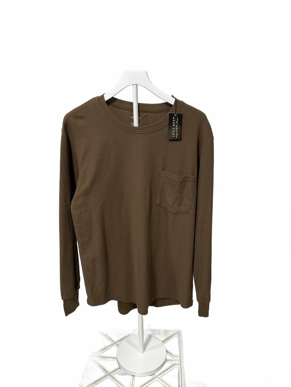 Little Bipsy Waffle Knit Long Sleeve Shirt XL Brown B32